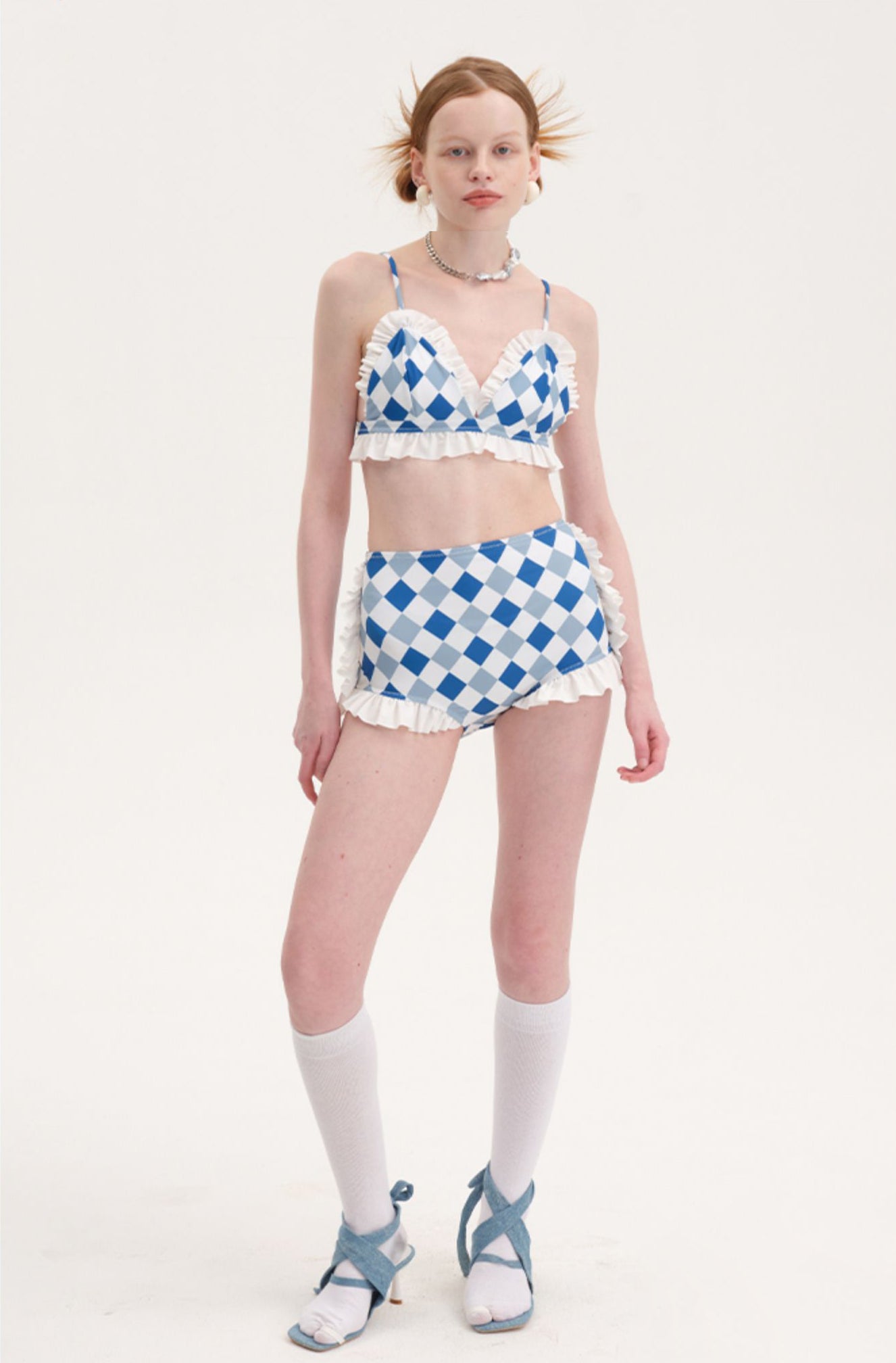 Klein Blue Diamondback Cute Split Flat Corner Swimsuit