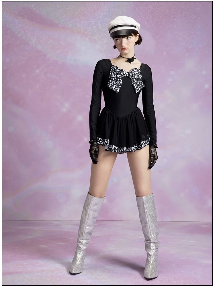 Beautiful Girl Warrior Night Operation Long Sleeve Dress One Piece Swimwear